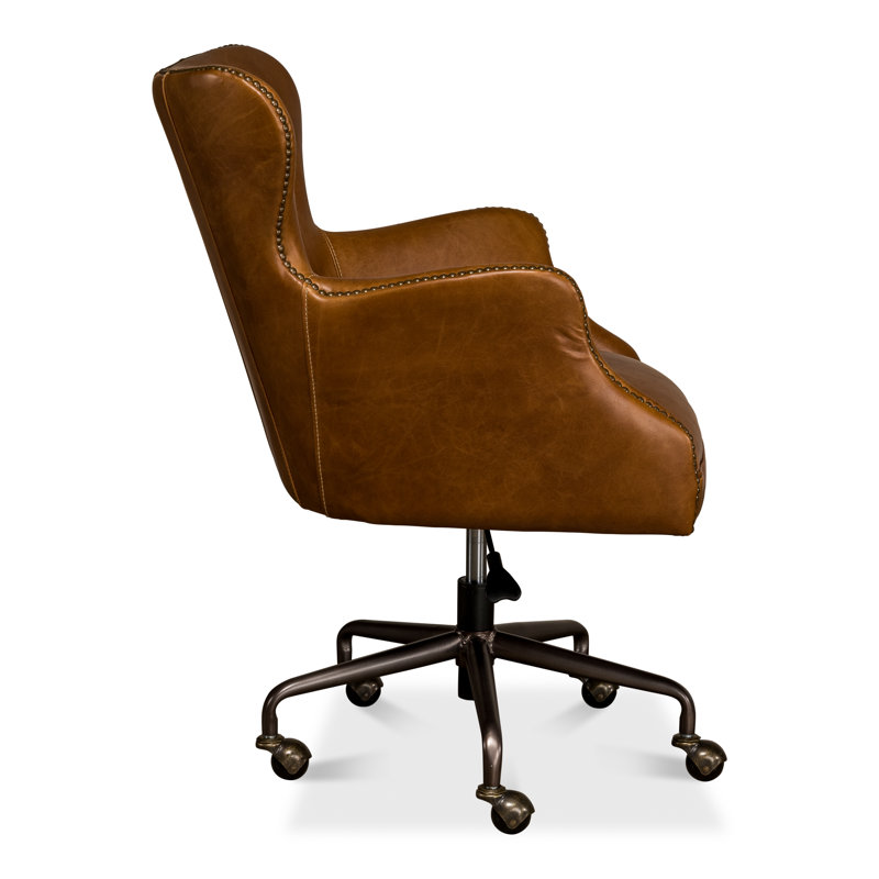 McKellen Leather Swivel Executive Chair, Cuba Brown