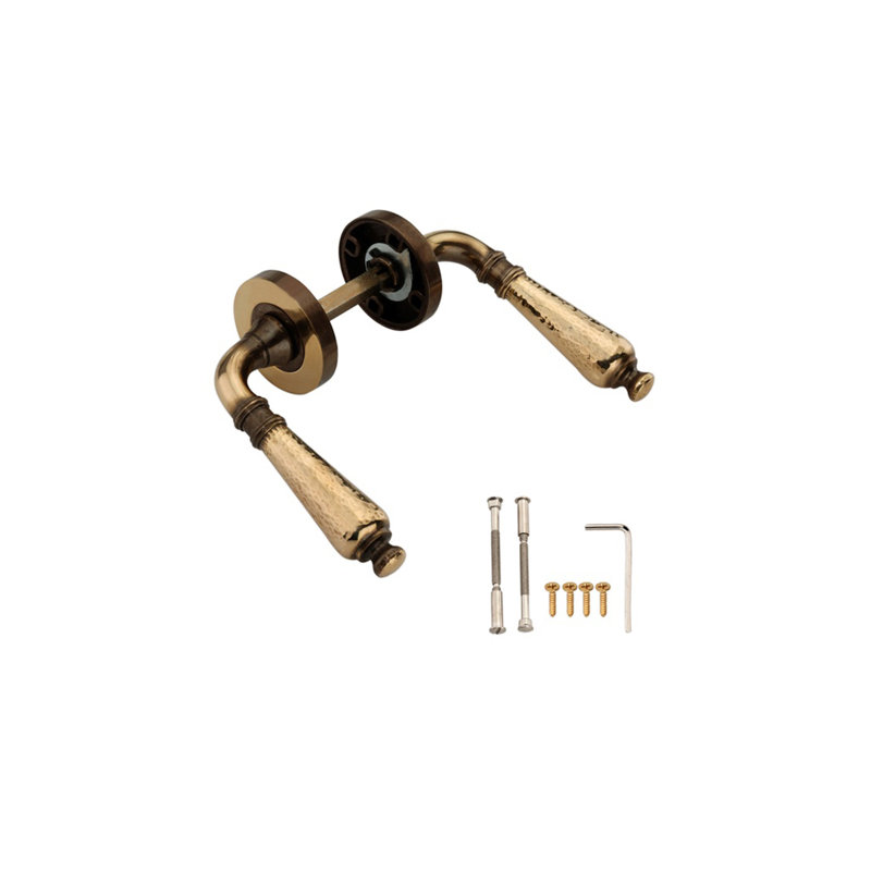 Hammered Hazel Lever on Rose Aged Brass