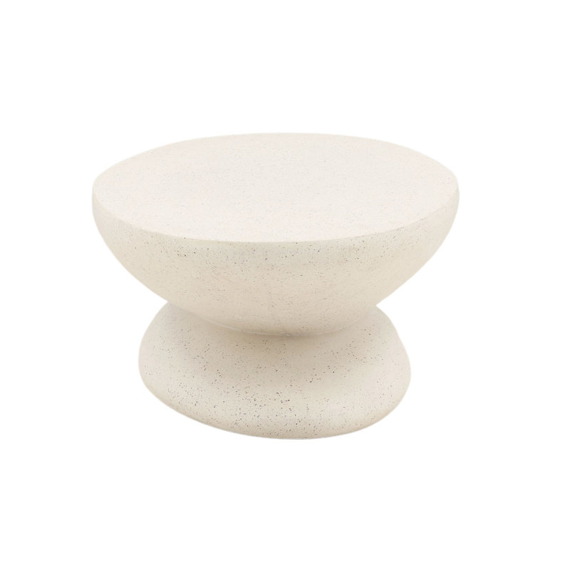 Jaela 53" Wide Outdoor Concrete Terrazzo Coffee Table, Ivory