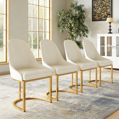 Altarichard White Upholstered Faux Leather Side Chair(Set Of 4)