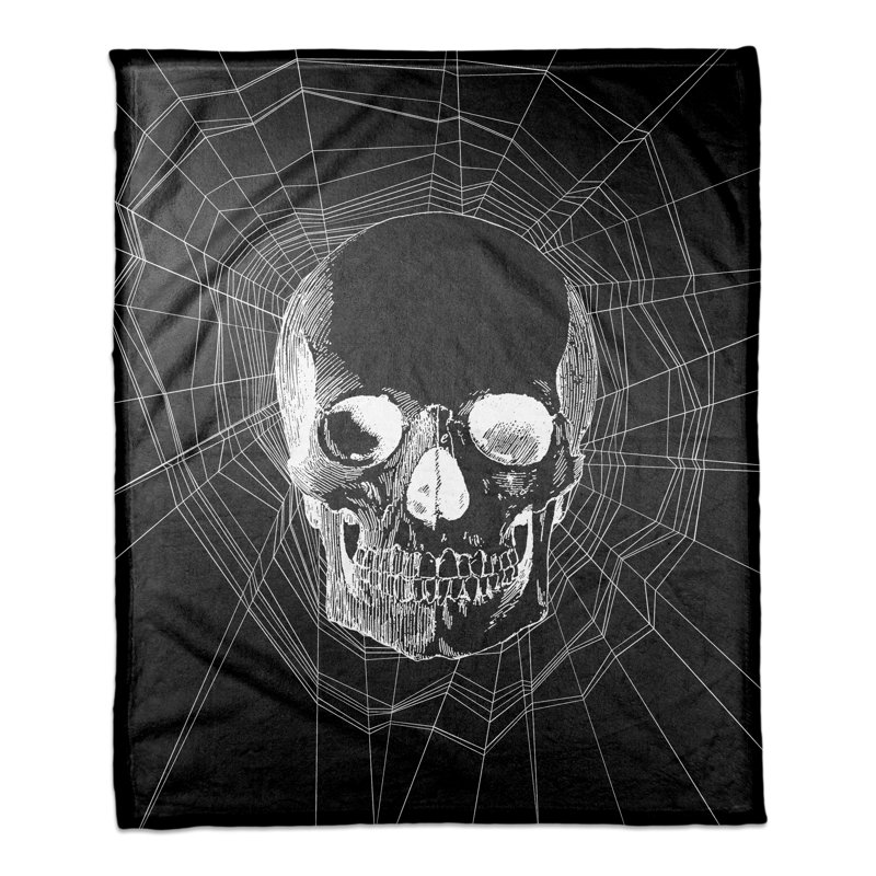 Webbed Skull Hand Woven Throw Blanket, 30" W x 40" L