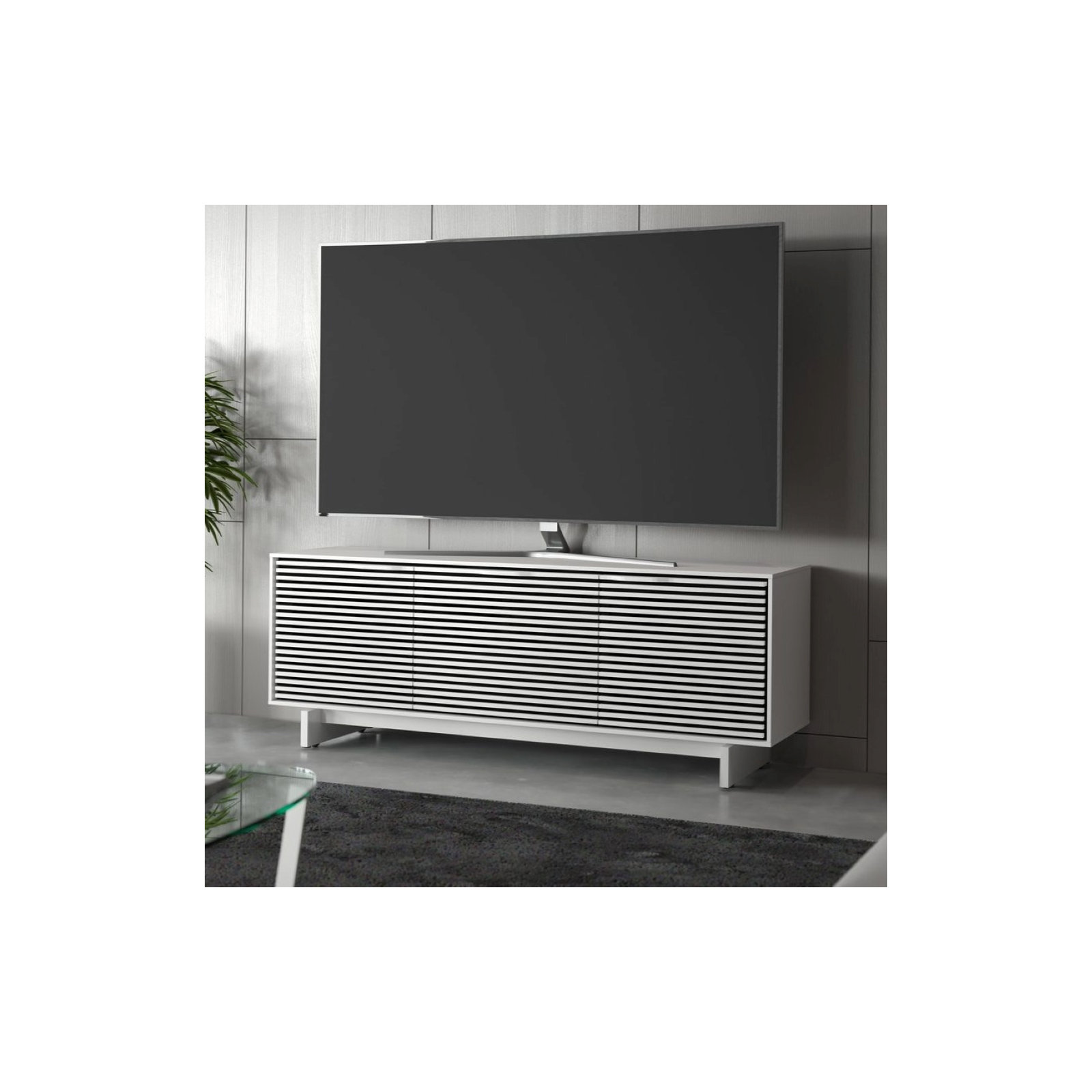 Align 81'' Media Console, Satin White, 25"H x 81"W x 18"D