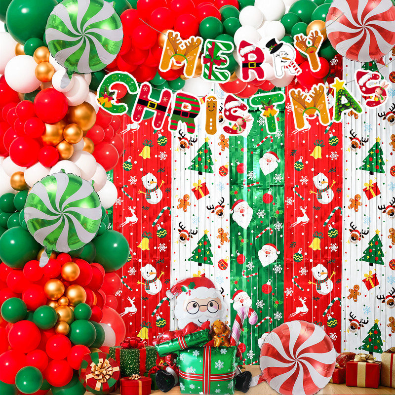 95Pcs Christmas Balloon Garland Tinsel Curtain Supplies for Christmas Birtheday Patry Decorations