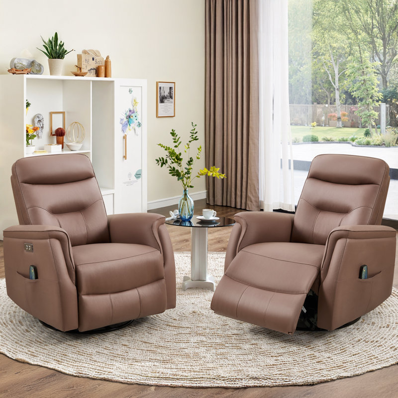 Fauteuil inclinable en similicuir Detine, Café