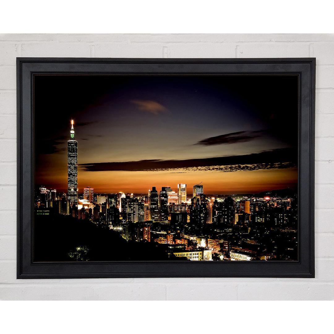 Skyline von Taipeh Gerahmter Druck