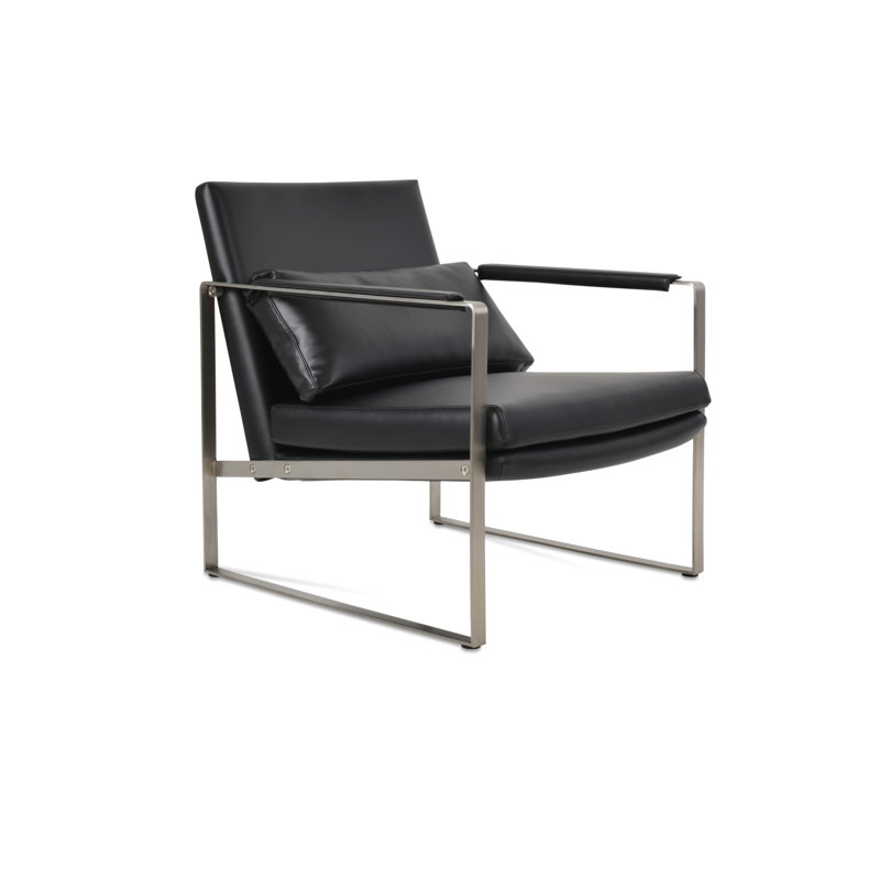 Zara Small Lounge Chair, Black Faux Leather