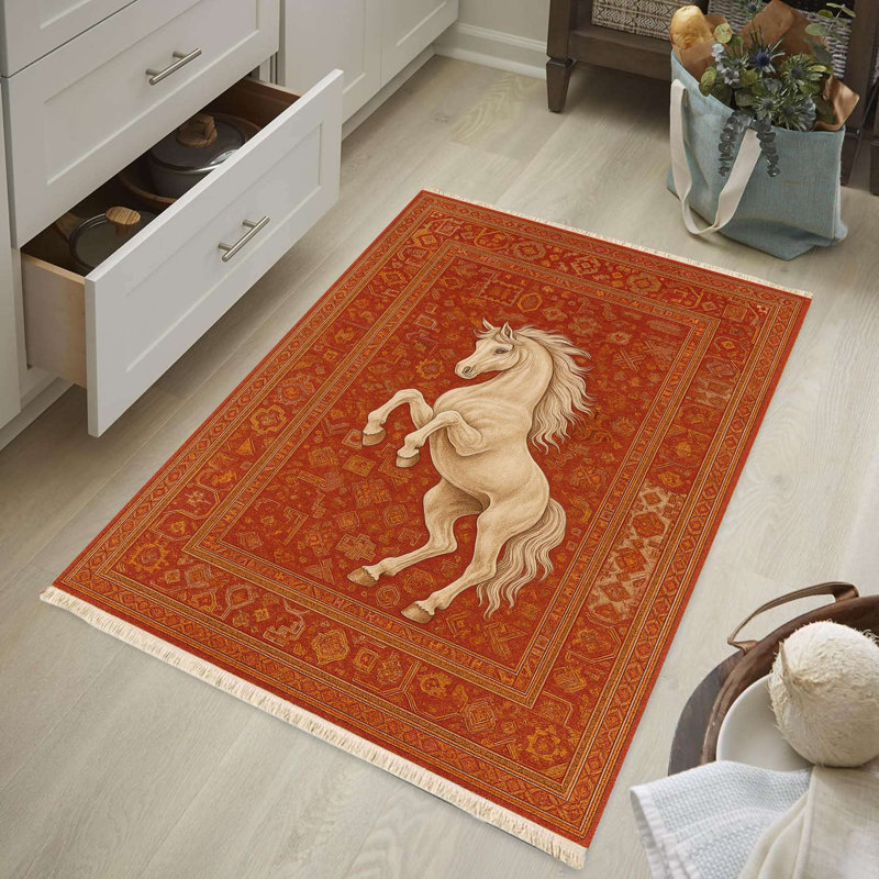 Tapis rouge à imprimé tribal