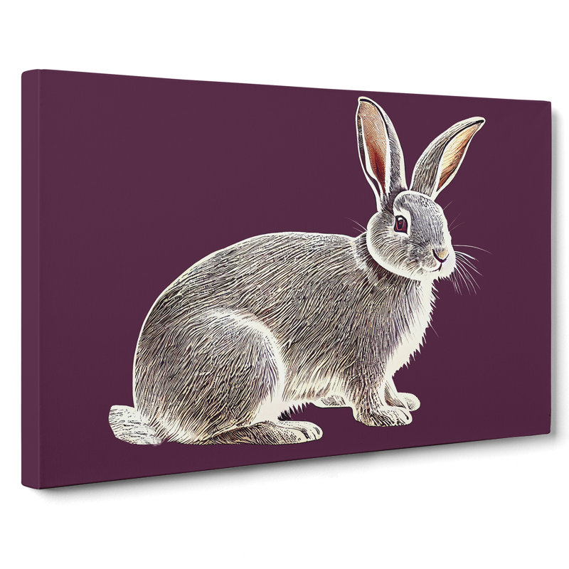 Vintage Rabbit Art - Wrapped Canvas, 50cm H x 76cm W x 3cm D