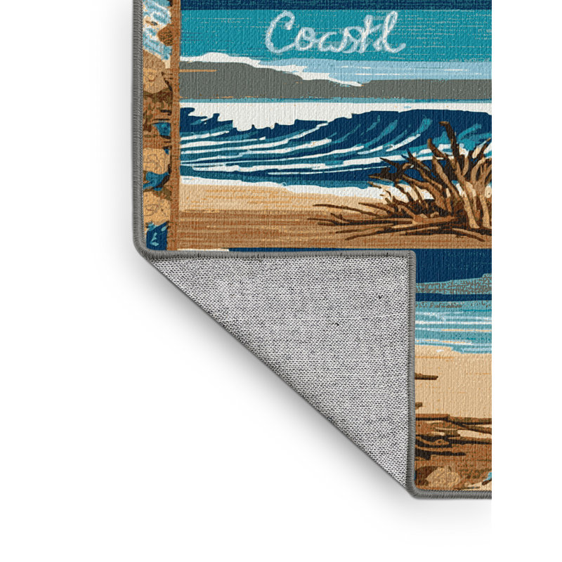 Washable Beach Calendar Elite Coastal Area Rug, Square 6'