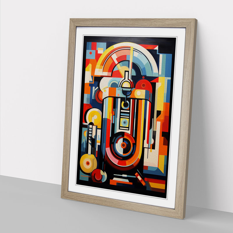 Jukebox Orphism - Single Picture Frame Print on Wood, 34cm H x 25cm W x 2cm D, Oak