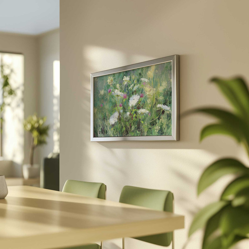 Impression de rêve de fleurs sauvages, H 19 po x l 25 po, Érable brut encadré