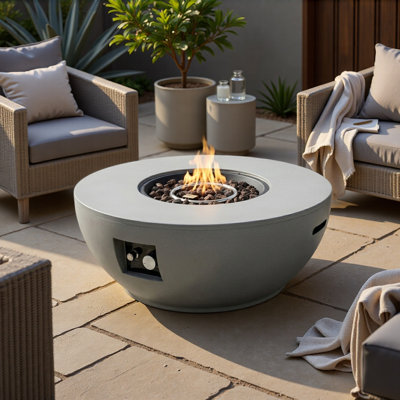 36" Propane Gas Fire Pit Table 2-Pieces, 50000 BTU Round Steel Fire Pit with Tank Holder for Outside Patio Deck Garden Backyard