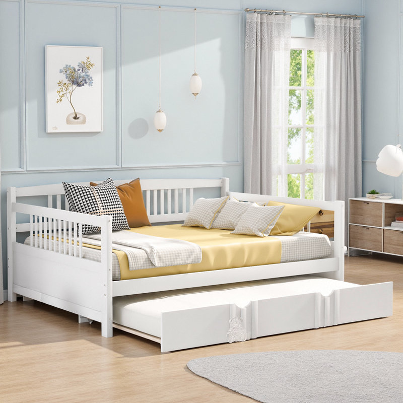 Versatile Classic Daybed with Twin Trundle – Space-Smart, White, Full