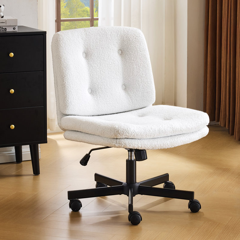 Chaise pivotante capitonnée en molleton avec coussins inclinables et repose-pieds, Blanc