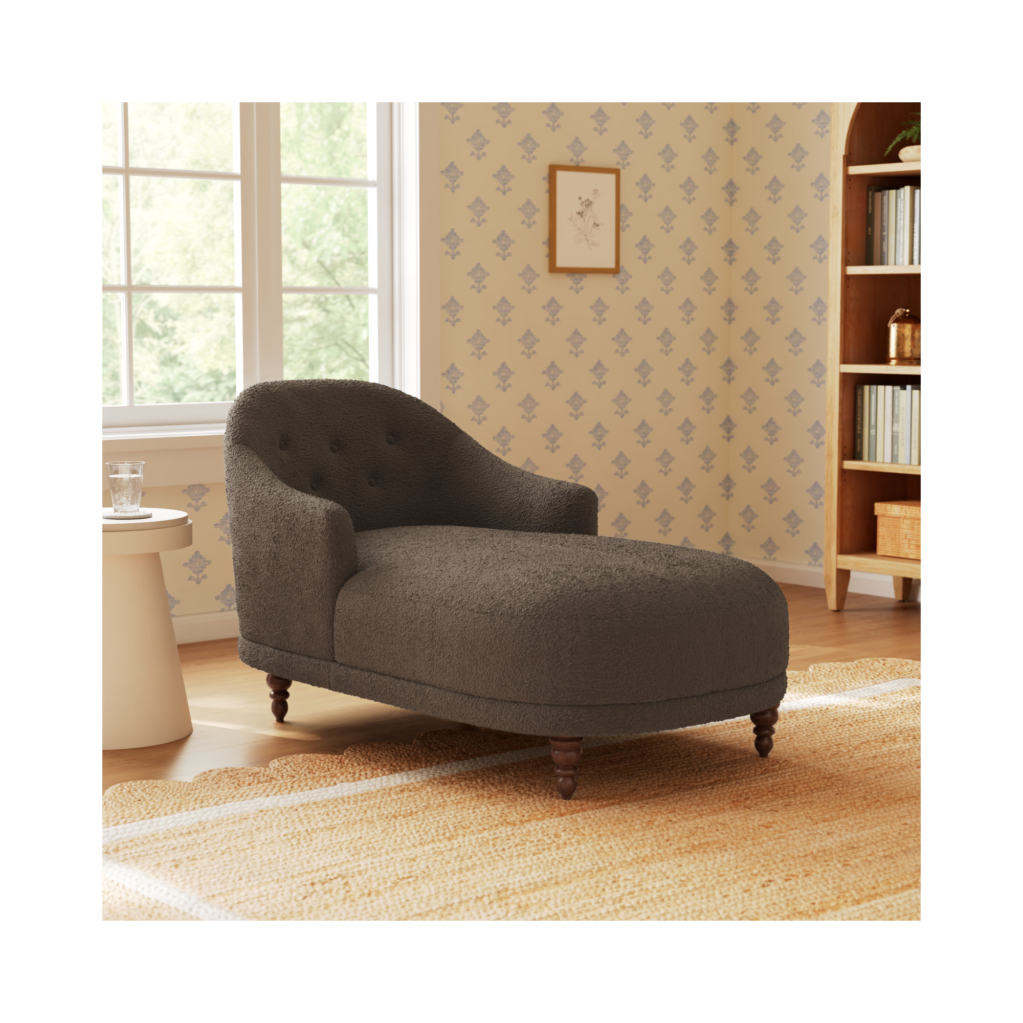 Upholstered Chaise Lounge, Knoll Mink 95% Polyester/5% Acrylic