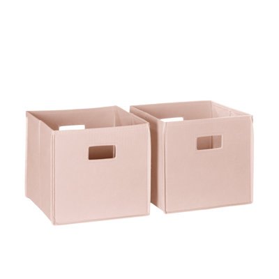 RiverRidge Kids 2pc Fabric Collapsible Storage Cube Organizers with Handles for Playroom Organization - Soft Pink