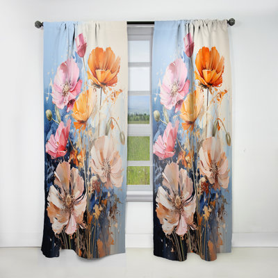 Lavendale Assorted Bouquets Representation Multicolored II - Traditional Velvet Curtain - 1 Panel