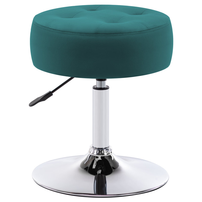 Tabouret de coiffeuse réglable Highland Creek en similicuir et fer avec base en métal chromé, Atrovirens