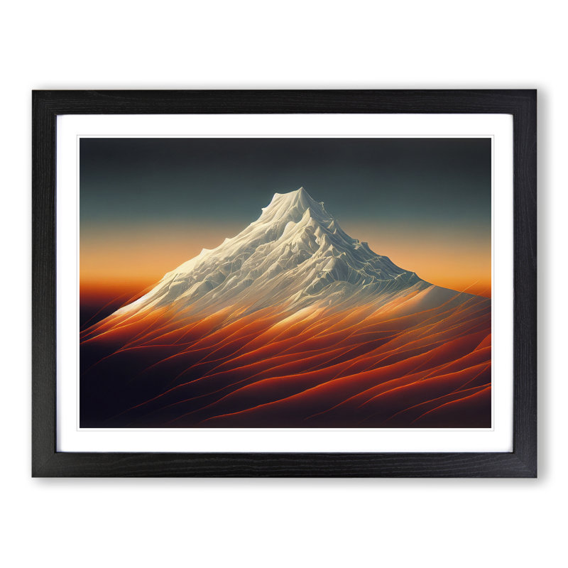 Illuminating Japanese Mountains - Single Picture Frame Print, 25cm H x 34cm W, Black