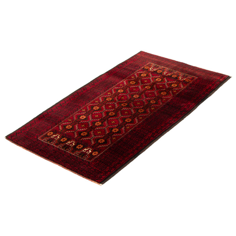 Tapis rouge teimani noué à la main 3 pi 3 po x 6 pi 0 po