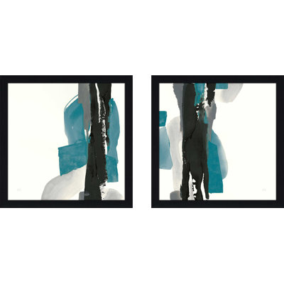 " Black And Teal I " 2 - Pieces