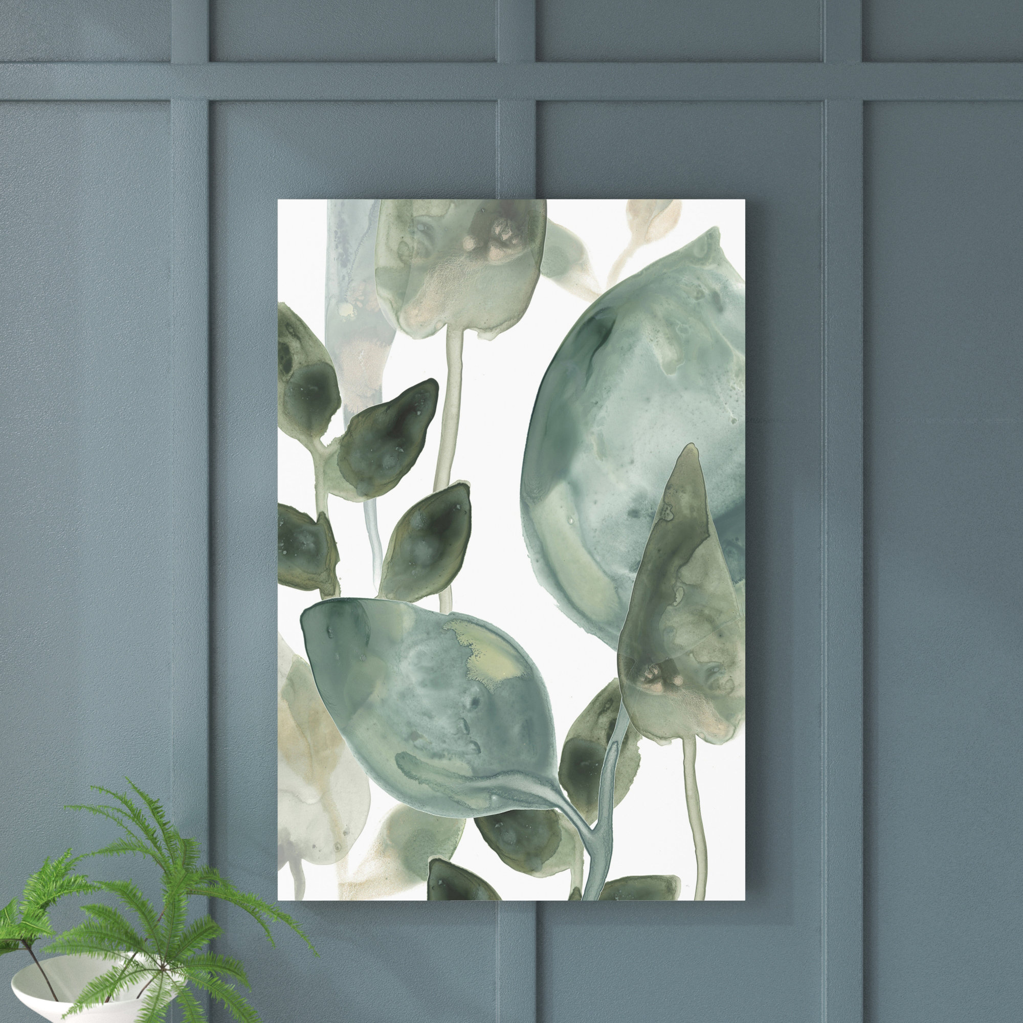 Beachcrest Home™ 'Water Leaves II' - Wrapped Canvas Painting Print ...