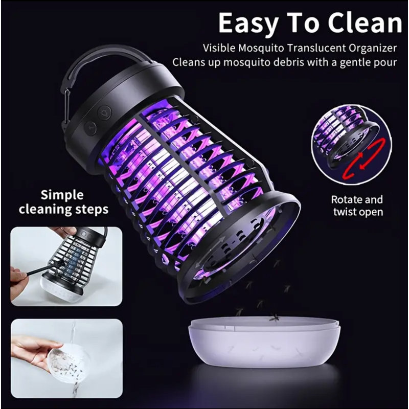 Upgrade 2025 3-in-1 Mosquito Zapper and Camping Light - Portable Rechargeable Lantern, 2000V High-Voltage Grid, Adjustable Brightness, SOS Mode, Ideal for Indoor & Outdoor（White））
