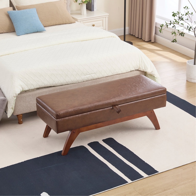 Pieds en bois massif pour la pesée et tabouret de lit avec fonction de rangement (un seul repose-pieds), Brun