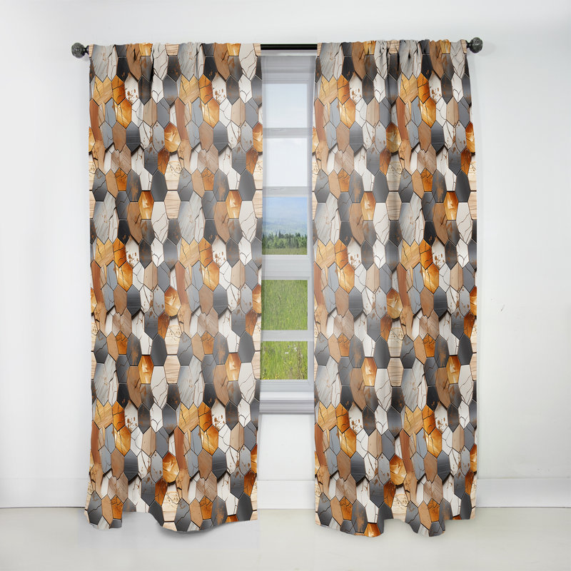 Motif rustique hexagonal Boho I - Rideau abstrait - Rideau géométrique obscurcissant - 1 panneau, L 52 po x L 84 po