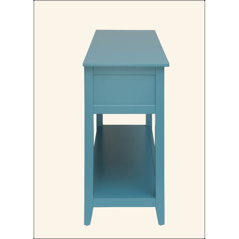 Console polyvalente en bois avec plusieurs options de rangement et fabrication robuste, Sarcelle