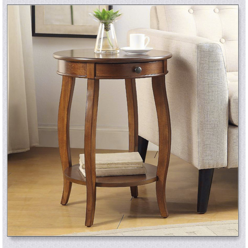 Table d'appoint ronde avec 1 tiroir et rangement ouvert, pour plus d'élégance et d'organisation dans n'importe quelle pièce