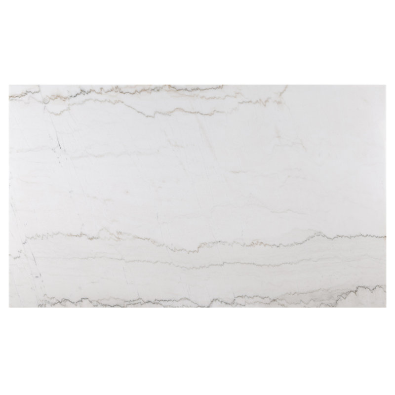 Ensemble de salle à manger 7 pièces de style contemporain avec plateau en marbre véritable blanc et gris, Marbre blanc cassé