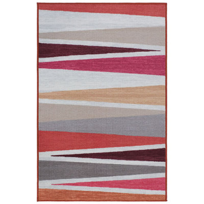 Tapis gris/rose mid-century Saige