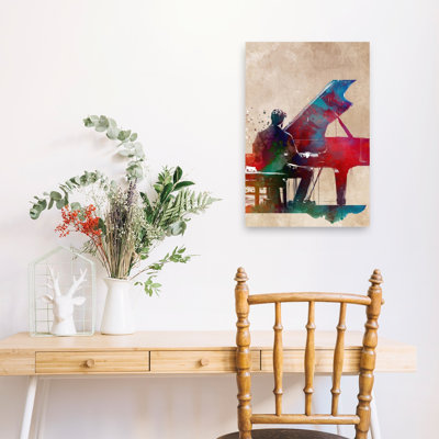 Vibrant Piano Performance Abstract Contemporary Wall Art Print 1 Piece Wrapped Canvas Wall Art