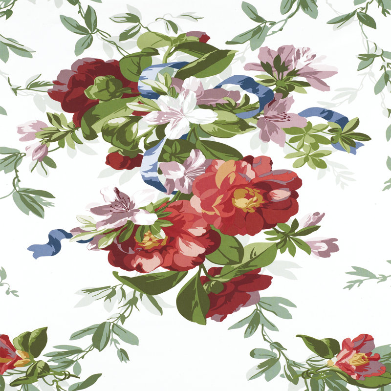 Ellesmere Ribbon Floral Fabric, Ivory