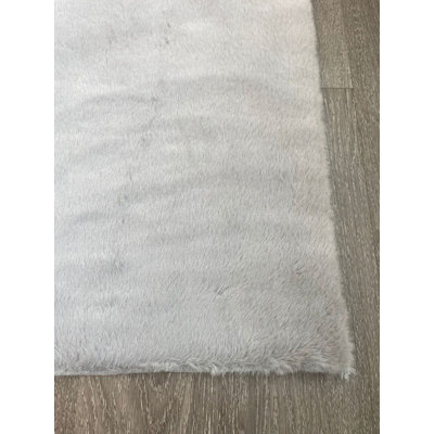 Fausse fourrure de lapin rectangulaire gris clair
