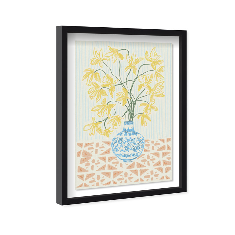 Yellow Iris Summer Print by Oliver Gal, 37.5"H x 25.5"W, Black Shadowbox