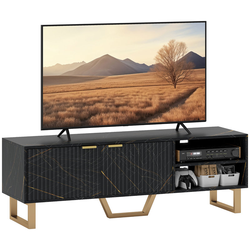 HOMCOM Marble Effect TV Unit for up to 70" Television, Black