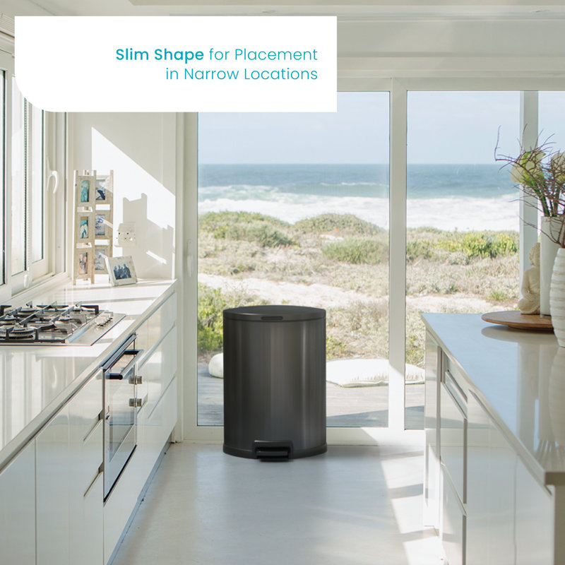 12 Gallon Semi-Round Stainless Steel Step-On Trash Can
