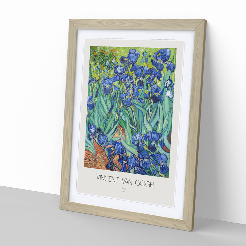 Irises with Border by Vincent Van Gogh - Picture Frame Painting, Oak, 65cm H x 48cm W x 2cm D