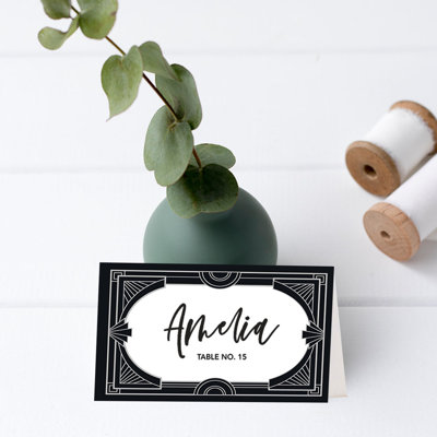 Cartes de place de table Art déco pour tables de mariage, places assises, paquet de 56