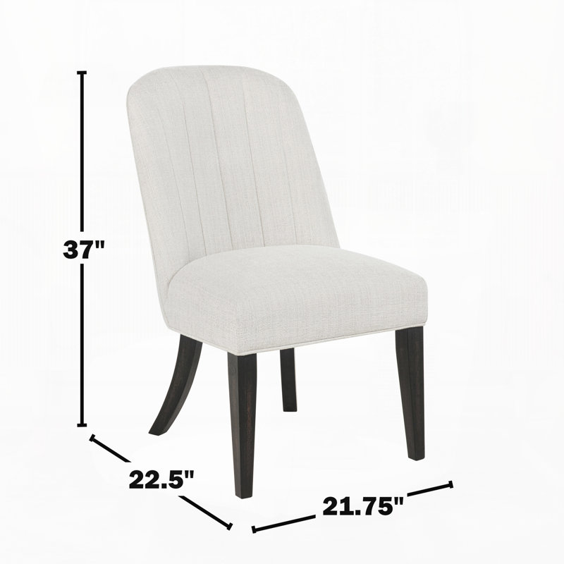 Ensemble de 2 chaises de salle à manger rembourrées en tissu, Noir / Crème, Noir / Crème
