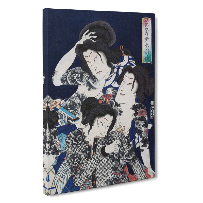 Tattooed Women by Toyohara Kunichika - Wrapped Canvas, 50cm H x 35cm W x 3cm D