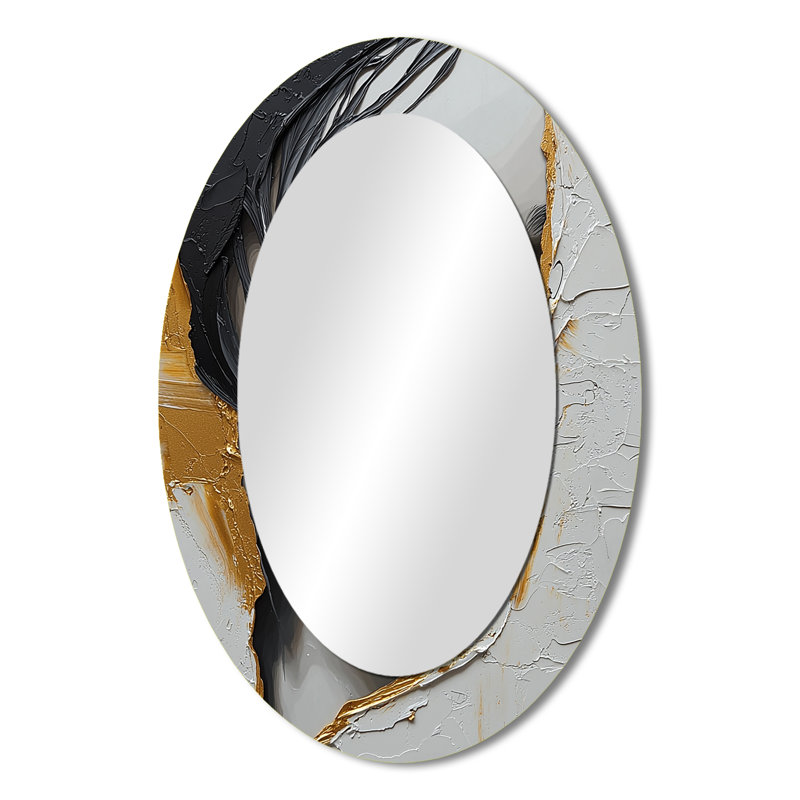 Black And Gold Fashion Woman Glamazon III - Fashion Oval Decorative Mirror On Metal, 36" x 24"