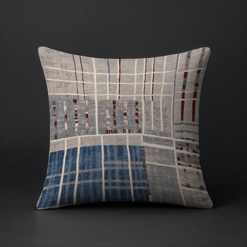 Coussin décoratif intérieur et extérieur Modern, Gris abstrait 12, Carré 18 po