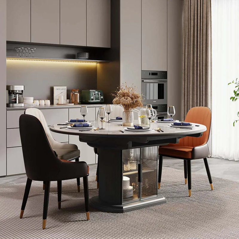 Table de salle à manger extensible moderne pour, H 29,50 po x L 47,42 po x l 47,42 po