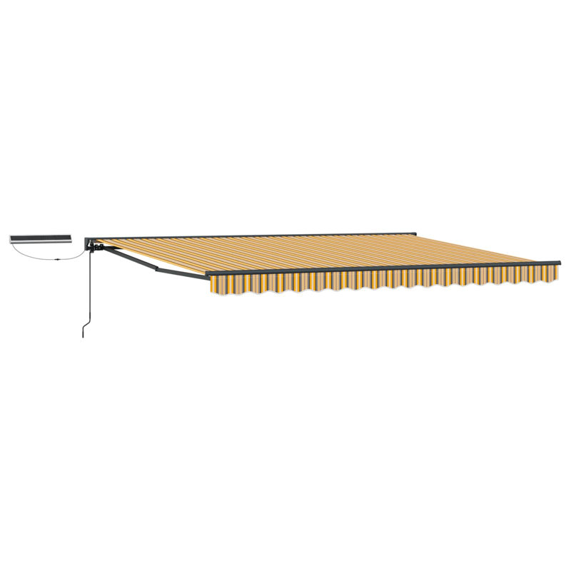 VidaXL Retractable, Yellow/Grey/Black Striped, 400cm W x 350cm D
