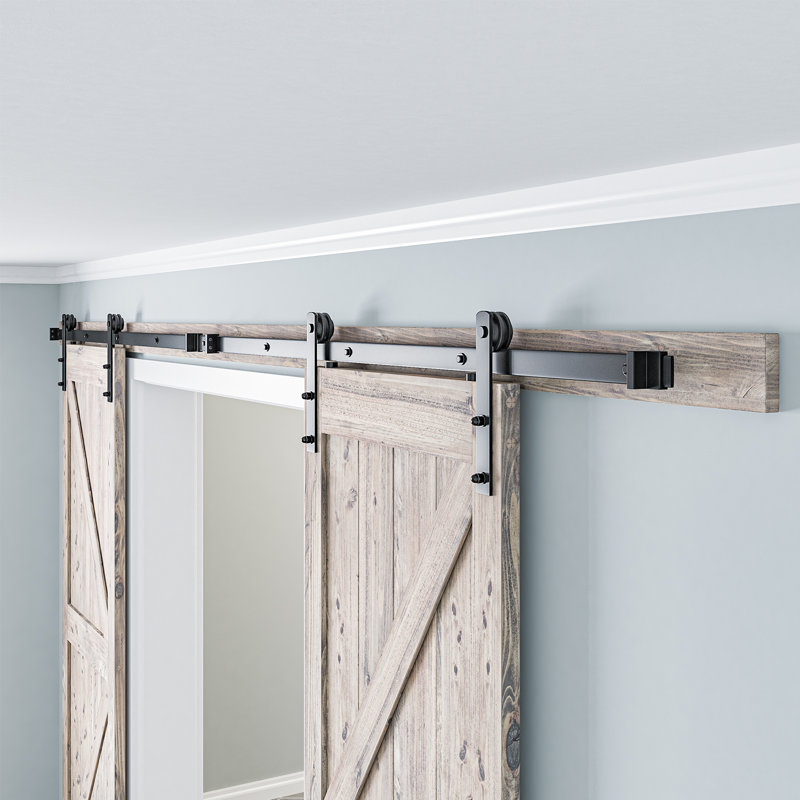 Heavy Duty Sliding Standard Double Door Barn Door Hardware Kit (Not Include Door), 108 in.