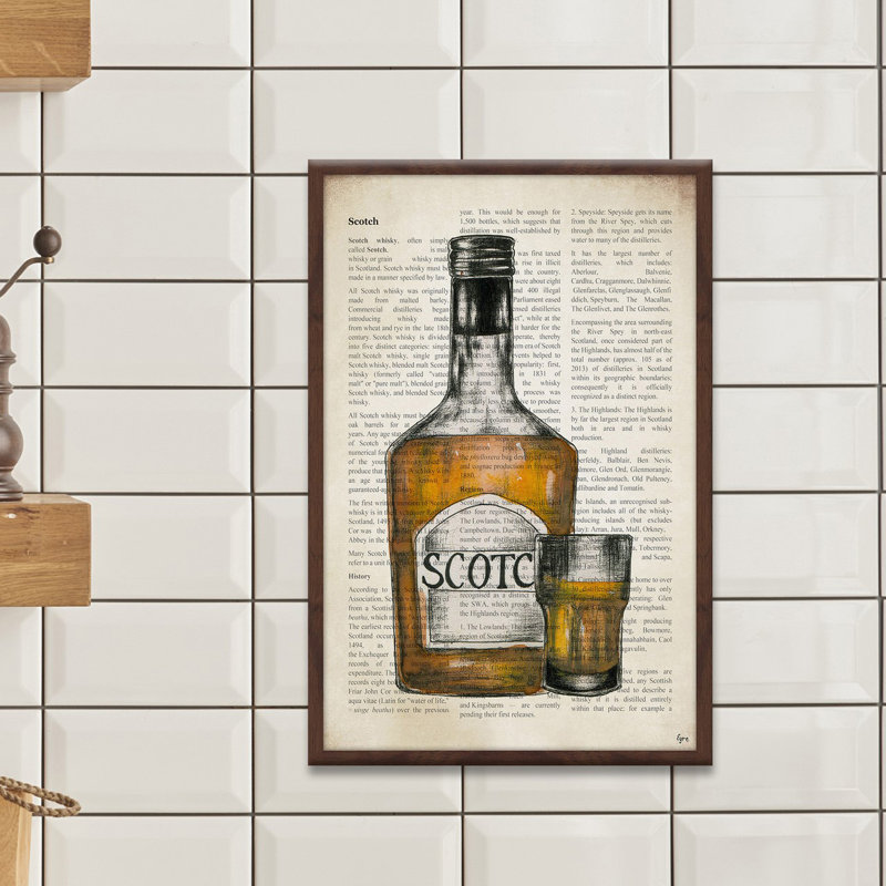« scotch history », reproduction d’art encadrée, H 24 po x l 16 po x P 1,5 po