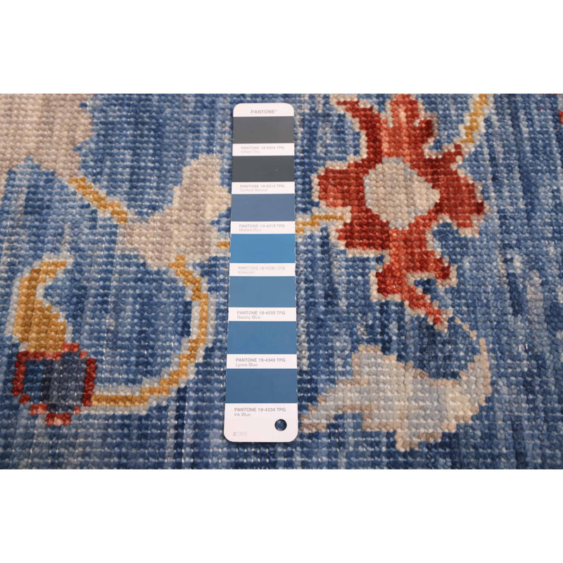 Tapis bleu moderne Oushak 8 pi 11 po x 12 pi 3 po